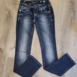 Miss Me Blue Straight Leg Jeans with Vintage Gradient